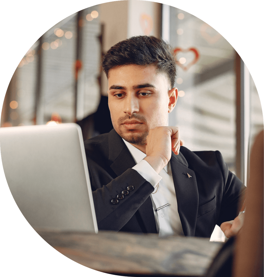 Business professional working on laptop